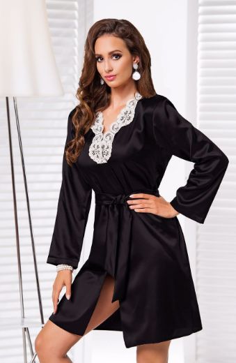 Picture of Irall Alexandra Dressing Gown Black IRALEXANDRABLKDG