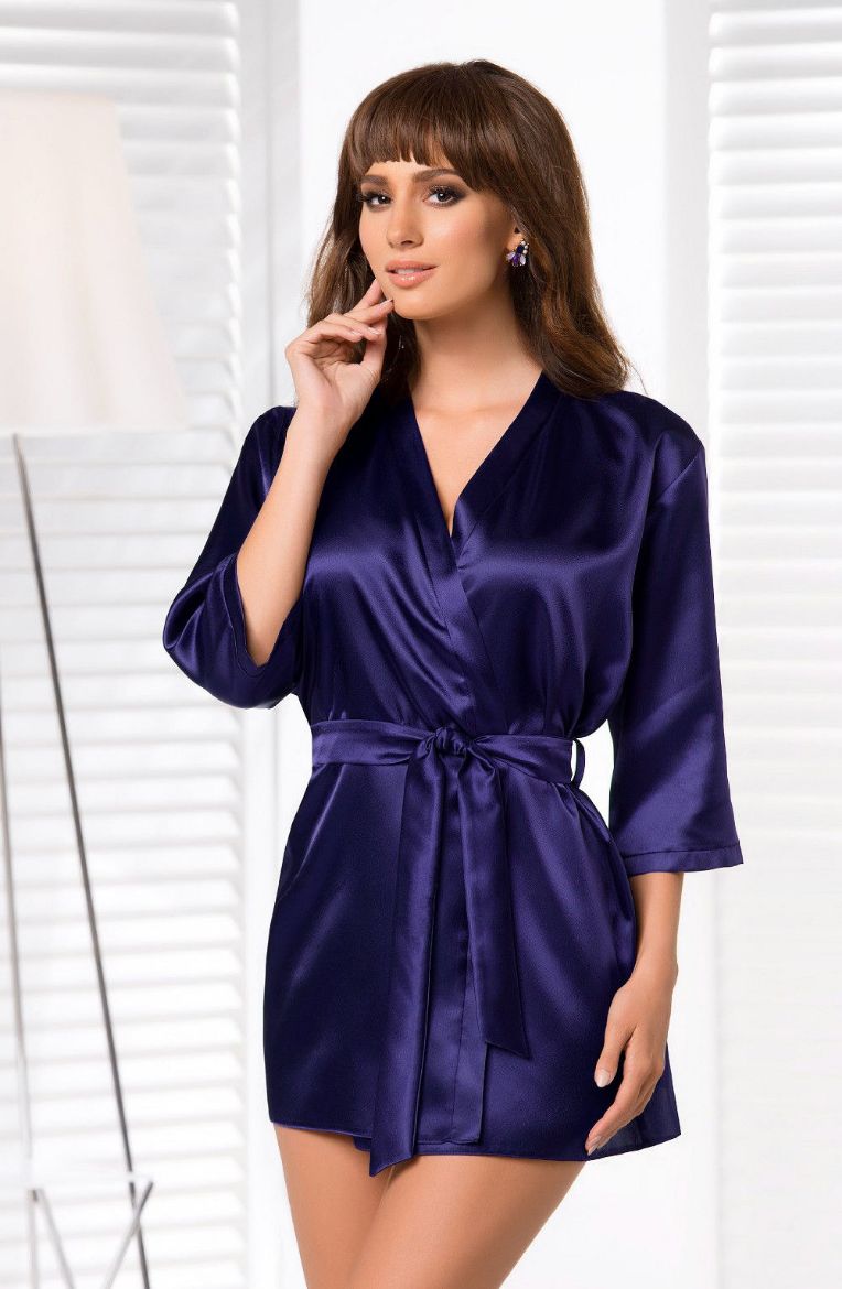 Image of Irall Aria Dressing Gown Navy
