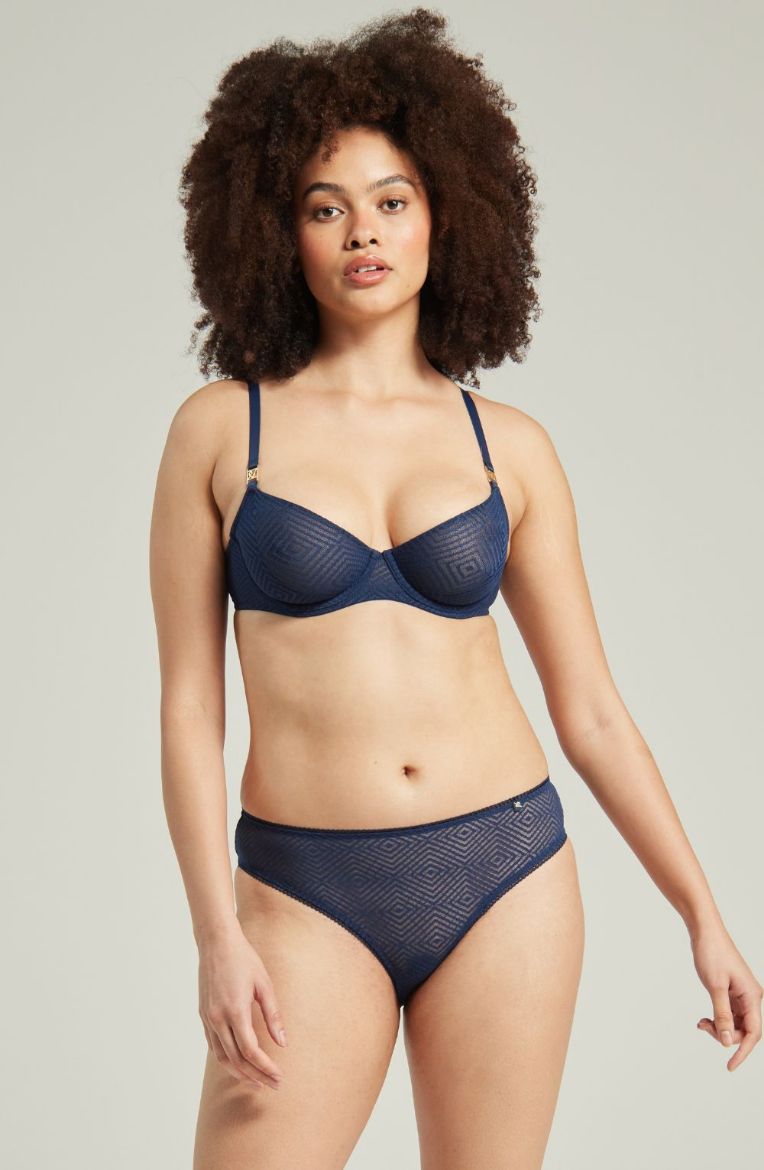 Product image of Nudea The Sheer Deco High Leg Brief Navy