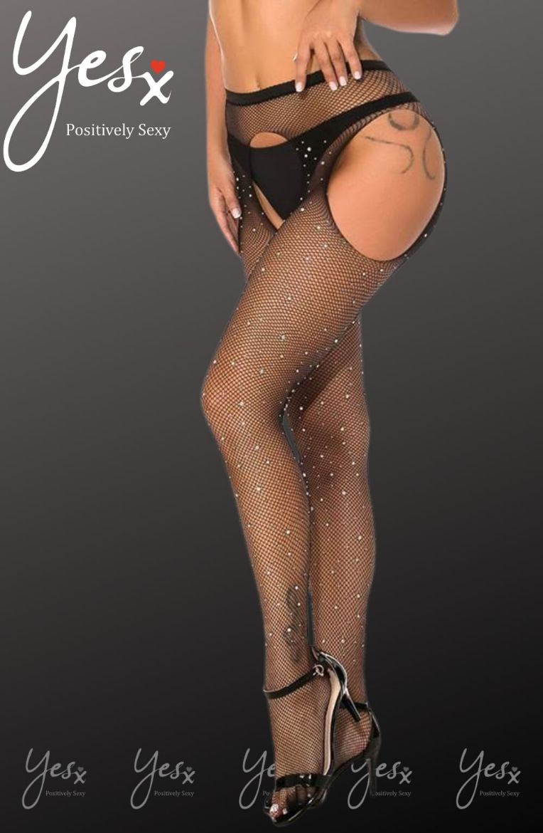 Product image of YesX YX850 Sparkly Fishnet Black