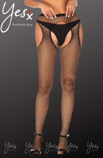 Product image of YesX YX850 Sparkly Fishnet Black