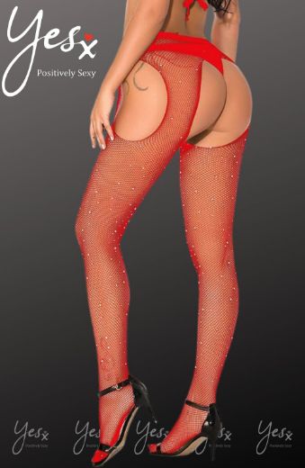 Product image of YesX YX852 Sparkly Fishnet Red