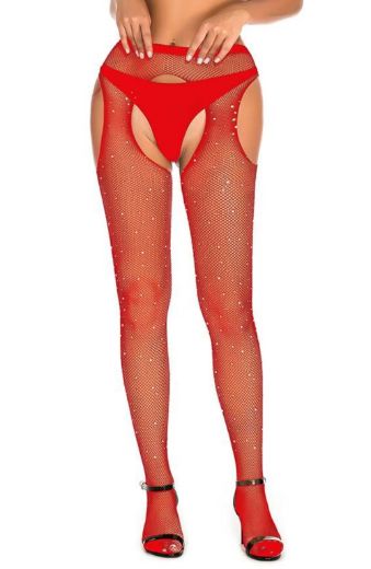 Product image of YesX YX852 Sparkly Fishnet Red