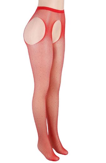 Product image of YesX YX852 Sparkly Fishnet Red