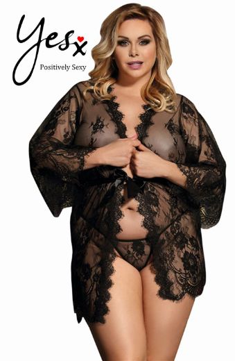 Product image of YesX YX827Q Robe Set Black - Up to 6XL