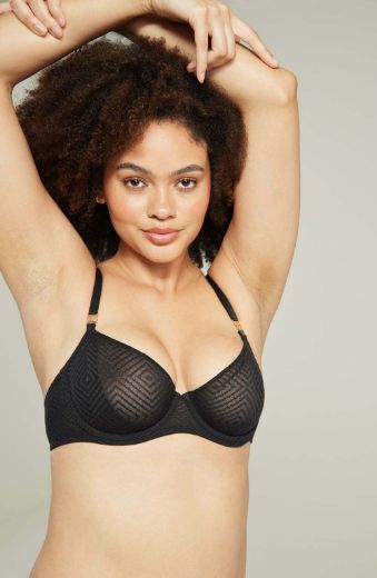 Product image of Nudea The Sheer Deco Lift Balcony Bra Black Up to GG Cup