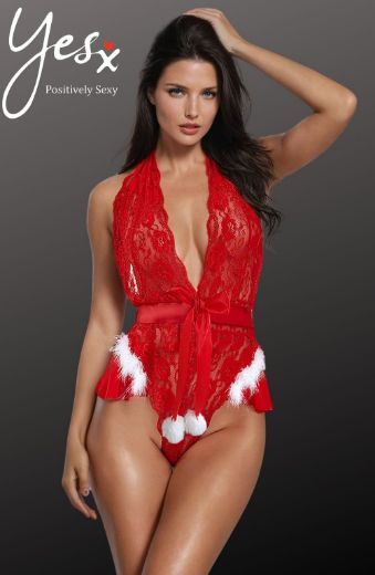 Product image of YesX YX874 Christmas Lace Halter Neck Teddy