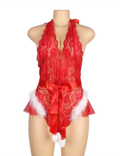 Product image of YesX YX874 Christmas Lace Halter Neck Teddy