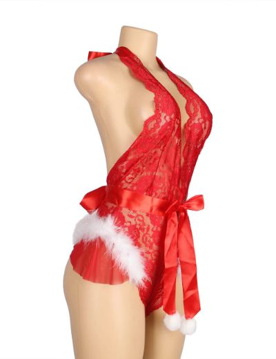 Product image of YesX YX874 Christmas Lace Halter Neck Teddy