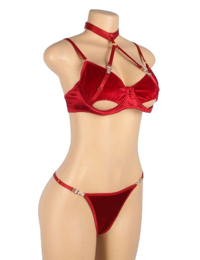 Product image of YesX YX872Q Hollow Cut Halter Bra Set Up To 2XL