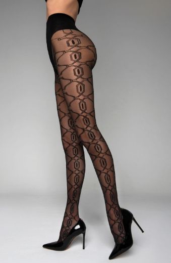 Product image of Black Secret BS140 Crotchless Tights With Lurex