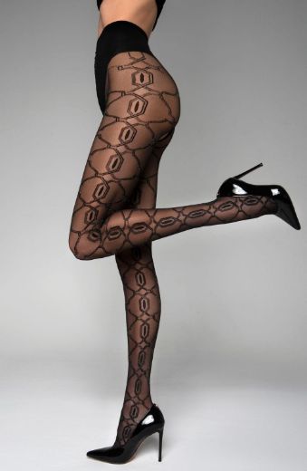 Product image of Black Secret BS140 Crotchless Tights With Lurex