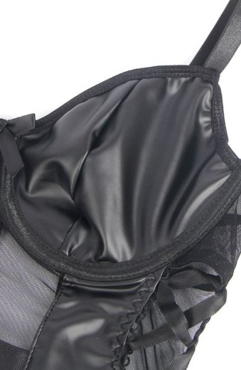 Product image of YesX YX890 Black Faux Leather Look & Mesh