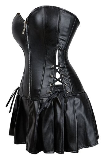 Product image of YesX YX897 Faux Leather Corset & Skirt