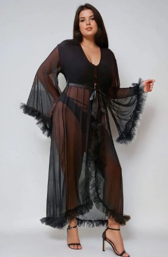 Product image of YesX YX735Q Sexy Mesh Ruffled Long Robe