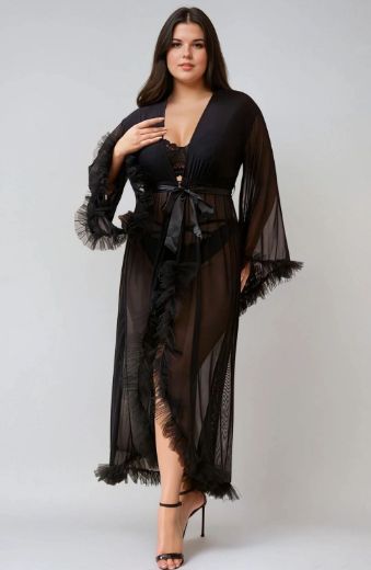 Product image of YesX YX735Q Sexy Mesh Ruffled Long Robe