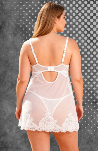 Product image of YesX YX745Q White Lace Sheer Plus Size Babydoll